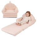 2-in-1 Flip Open Kids Sofa Lounger, Teddy Fleece Toddler Couch With