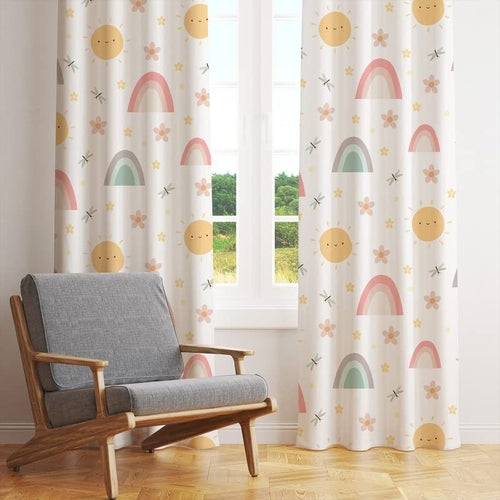 Rainbow Printed Kids Room Curtains